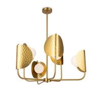 Luminosa Lighting Luminosa Tropic Modern Multi Arm Pendant Ceiling Light Brass 6Xg9 White Shade