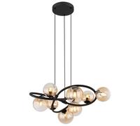 Luminosa Lighting Luminosa Tuberius Globe Pendant Ceiling Light Matt Black Amber Glass Shade 8X G9 3000K