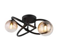 Luminosa Lighting Luminosa Tuberius Multi Arm Semi Flush Ceiling Lamp Matt Black Amber Glass Shade 2X G9 3000K