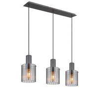 Luminosa Lighting Luminosa Tulivar Bar Pendant Ceiling Light Grey Dark Smoke Glass Shade 3X E27