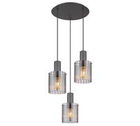 Luminosa Lighting Luminosa Tulivar Cluster Pendant Ceiling Light Grey Dark Smoke Glass Shade 3X E27