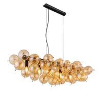 Luminosa Lighting Luminosa Udo Bar Pendant Ceiling Light Matt Black Balls Amber Glass Shade 6X E14