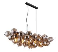 Luminosa Lighting Luminosa Udo Bar Pendant Ceiling Light Matt Black Balls Smoke Glass Shade 6X E14