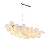 Luminosa Lighting Luminosa Udo Bar Pendant Ceiling Light Nickel Matt Balls Opal Glass Shade 6X E14