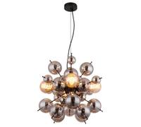 Luminosa Lighting Luminosa Udo Globe Pendant Ceiling Light Matt Black Balls Smoke Glass Shade 4X E27