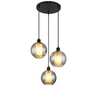 Luminosa Lighting Luminosa Ulf Cluster Pendant Ceiling Light Matt Black Ball Smoke Glass Shade 3X E27