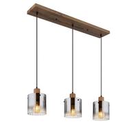 Globo Underwood pendant light, length 100 cm, brown/smoke grey, MDF