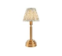 Luminosa Lighting Luminosa Upton Rechargeable Brushed Aged Brass Plate Table Lamp With Herb Garden Green Fabric Leaf Shade 16Cm Integrated Led
