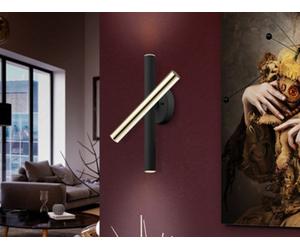 Luminosa Lighting Luminosa Varas Integrated Led Wall Light, Glossy Gold, Matt Black - Uk Stock