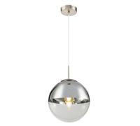 Luminosa Lighting Luminosa Varus 25Cm Globe Pendant Ceiling Light Nickel Matt Transparent Glass Shade 1X E27
