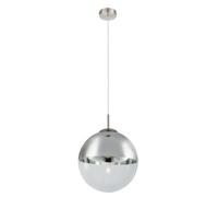 Luminosa Lighting Luminosa Varus 30Cm Globe Pendant Ceiling Light Nickel Matt Transparent Glass Shade 1X E27