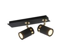 Luminosa Lighting Luminosa Verano Twin Ceiling Spotlight Matt Black, Gold Chrome 2Xgu10