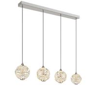 Netlighting Virina Bar Pendant Ceiling Light Chrome K9 Crystals 4x LED 3000K in Grey Netlighting Grey
