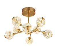 Luminosa Lighting Luminosa Virina Multi Arm Semi Flush Ceiling Lamp Gold Colors K9 Crystals 8X Led 3000K