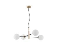 Luminosa Lighting Luminosa Vitra 4 Light Multi Arm Pendant Ceiling Light Satin Gold, Black Metal White Opal Glass Led G9 220 Volt