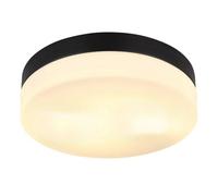 Luminosa Lighting Luminosa Vranos Outdoor Flush Matt Black Ip44 Opal Glass Shade 2X E27