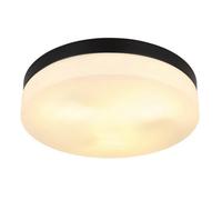 Luminosa Lighting Luminosa Vranos Outdoor Flush Matt Black Ip44 Opal Glass Shade 3X E27