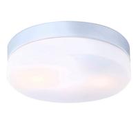 Luminosa Lighting Luminosa Vranos Outdoor Flush Silver Metallic Ip44 Opal Glass Shade 2X E27