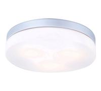 Luminosa Lighting Luminosa Vranos Outdoor Flush Silver Metallic Ip44 Opal Glass Shade 3X E27