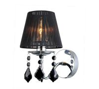 Luminosa Lighting Luminosa Wall Lamp Chrome, Black 1 Light With Black Fabric Shade, E14