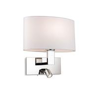 Luminosa Lighting Luminosa Webster Wall Lamp With Adjustable Switched Reading Light Chrome With Oval Cream Shade