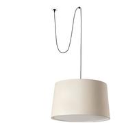 Luminosa Lighting Luminosa Windsor Cylindrical Pendant Ceiling Light Black, Linen With Clip 3X E27