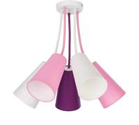 Luminosa Lighting Luminosa Wire Childrens Multi Arm Semi Flush Ceiling Lamp White, Purple, Pink 5Xe27
