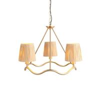 Ceiling Light Brass Wriggle 3 Brushed Natural Raffia Endon 114213