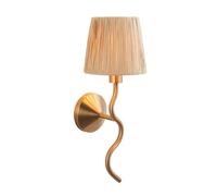 Luminosa Lighting Luminosa Wriggle Wall Lamp With Shade Brushed Aged Brass Plate, Natural Raffia, 1X E14