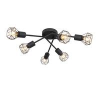 Luminosa Lighting Luminosa Xara I Multi Arm Semi Flush Ceiling Lamp Black 6X E14