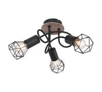 Luminosa Lighting Luminosa Xara I Multi Arm Semi Flush Ceiling Lamp Black Brown 3X E14