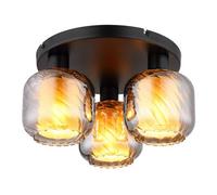 Globo Ceiling lamp Xia, Ø 37 cm, smoke grey, 3-bulb, glass