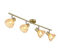 Luminosa Lighting Luminosa Zachery Ceiling Spotlight Bar Brass-Coloured Matt Amber Glass Shade 4X E14