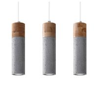 Luminosa Lighting Luminosa Zane Bar Pendant Ceiling Light Concrete Grey, Natural Wood, 45Cm