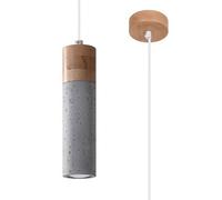 Luminosa Lighting Luminosa Zane Slim Pendant Ceiling Light Concrete Grey, Natural Wood