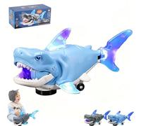 LuminoShark Electric Glowing Swivel Shark,Light Up Shark Smart Sensory Explorer,Bump and Go Moving Swivel Sharks,LED Lights & Audio,Joint Wobble Motion Robo Fish for Interactive Gift (A/Battery)