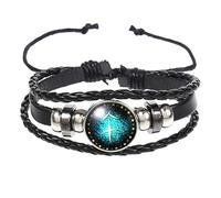 Luminous 12 Constellation Leather Bracelet For Men Women Zodiac Sign Braided Bracelet Gemini Cancer Leo Virgo Glow In Dark Wristband Goth Jewelry Birthday Gift Sagittarius