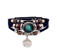 Luminous 12 Constellation Personalized Zodiac Sign Charm Faux Leather Comfort Fit Teens and Adults Glow in the Dark Fashion Jewelry, フリーサイズ