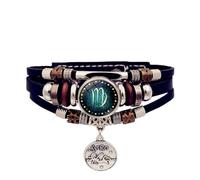 Luminous 12 Constellation Sign Synthetic Leather Strap Trendy Jewelry Collection Glow in the Dark Constellation Fashion Jewelry, フリーサイズ
