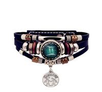 Luminous 12 Constellation Sign Synthetic Leather Strap Trendy Jewelry Collection Glow in the Dark Constellation Fashion Jewelry, フリーサイズ