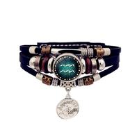Luminous 12 Constellation Sign Synthetic Leather Strap Trendy Jewelry Collection Glow in the Dark Constellation Fashion Jewelry, フリーサイズ
