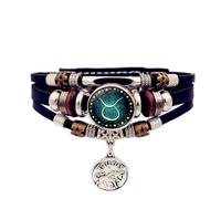 Luminous 12 Constellation Sign Synthetic Leather Strap Trendy Jewelry Collection Glow in the Dark Constellation Fashion Jewelry, フリーサイズ