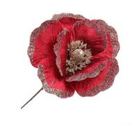 Luminous 18CM Sequin Decorated Flowers Tailored for Elegant Holiday Arrangements (Red)