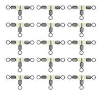 Luminous 3-Way Swivels, 50 Pieces Crossline Rolling Swivels Fishing Tackle with Glow Beads, Hook Connector Catfish Surf Rig for Freshwater Saltwater Fishing [3#]