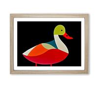 Luminous Abstract Duck Framed Print | A2 Oak Framed Wall Art | Ready to Hang | Abstract Animal Picture | Living Room Bedroom Lounge Office