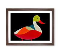Luminous Abstract Duck Framed Print | A2 Walnut Framed Wall Art | Ready to Hang | Abstract Animal Picture | Living Room Bedroom Lounge Office