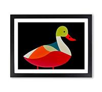 Luminous Abstract Duck Framed Print | A4 Black Framed Wall Art | Ready to Hang | Abstract Animal Picture | Living Room Bedroom Lounge Office