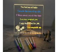 Luminous Acrylic Message Board, LED Note Board with Colors, Acrylic Luminous Message Board with Stand and 7 Colors Pen (M: 7.87 * 7.87 * 1.18in)