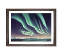 Luminous Aurora Borealis Framed Print | A4 Walnut Framed Wall Art | Ready to Hang | Modern Landscape Picture | Living Room Bedroom Lounge Office