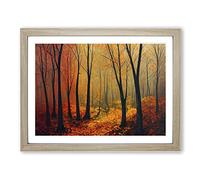 Luminous Autumn Forest Framed Print | A3 Oak Framed Wall Art | Ready to Hang | Modern Landscape Picture | Living Room Bedroom Lounge Office